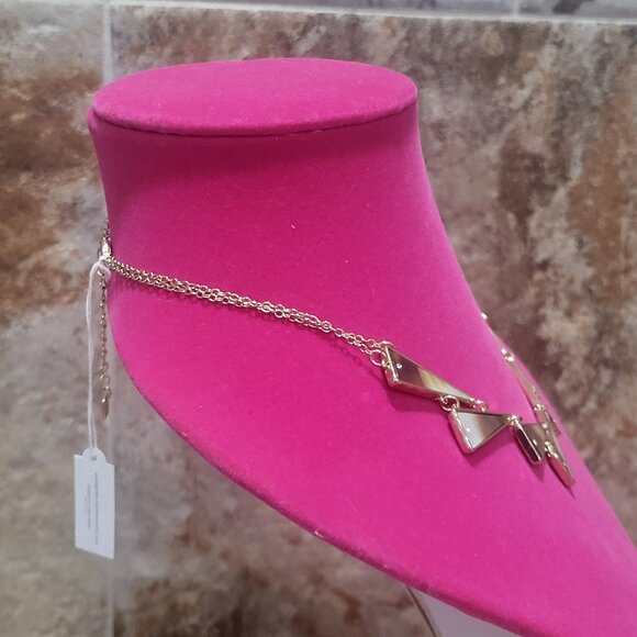 Park Lane Mother of Pearl Asymmetrical Triangle Gold tone Necklace - Picture 10 of 11